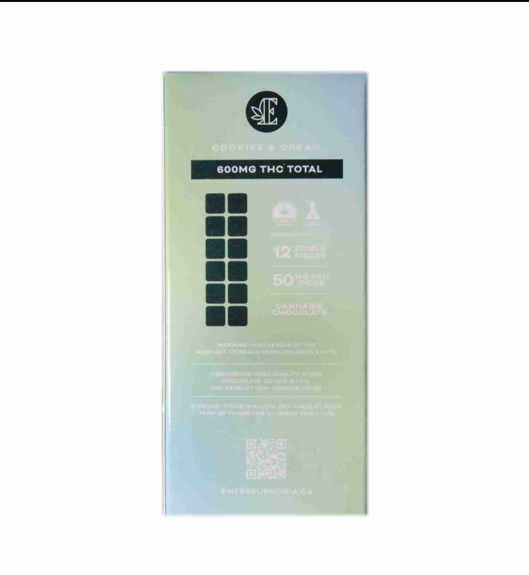 Euphoria Cannabis THC Chocolate 600mg - Cookies and Cream - Image 2