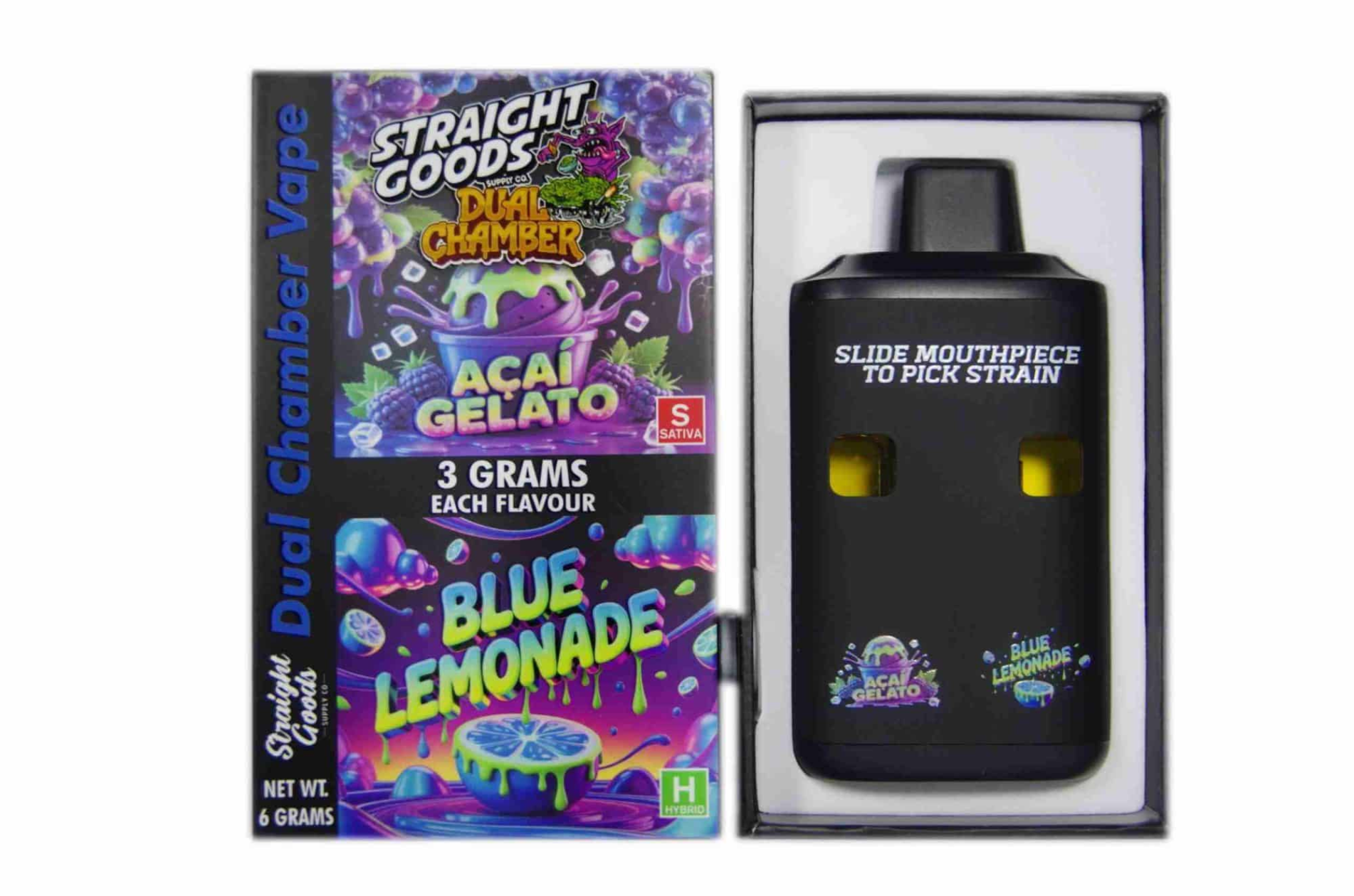 Straight Goods 6g Dual Chamber Vape – Acai Gelato + Blue Lemonade - Image 2