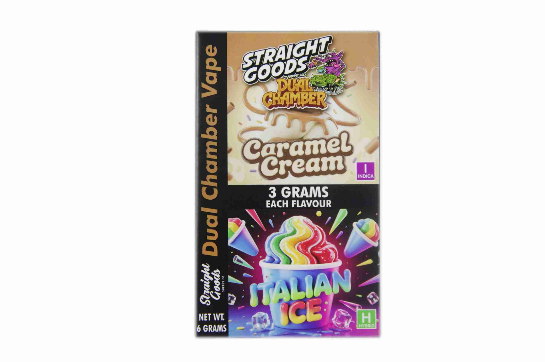 Straight Goods 6g Dual Chamber Vape – Caramel Cream + Italian Ice