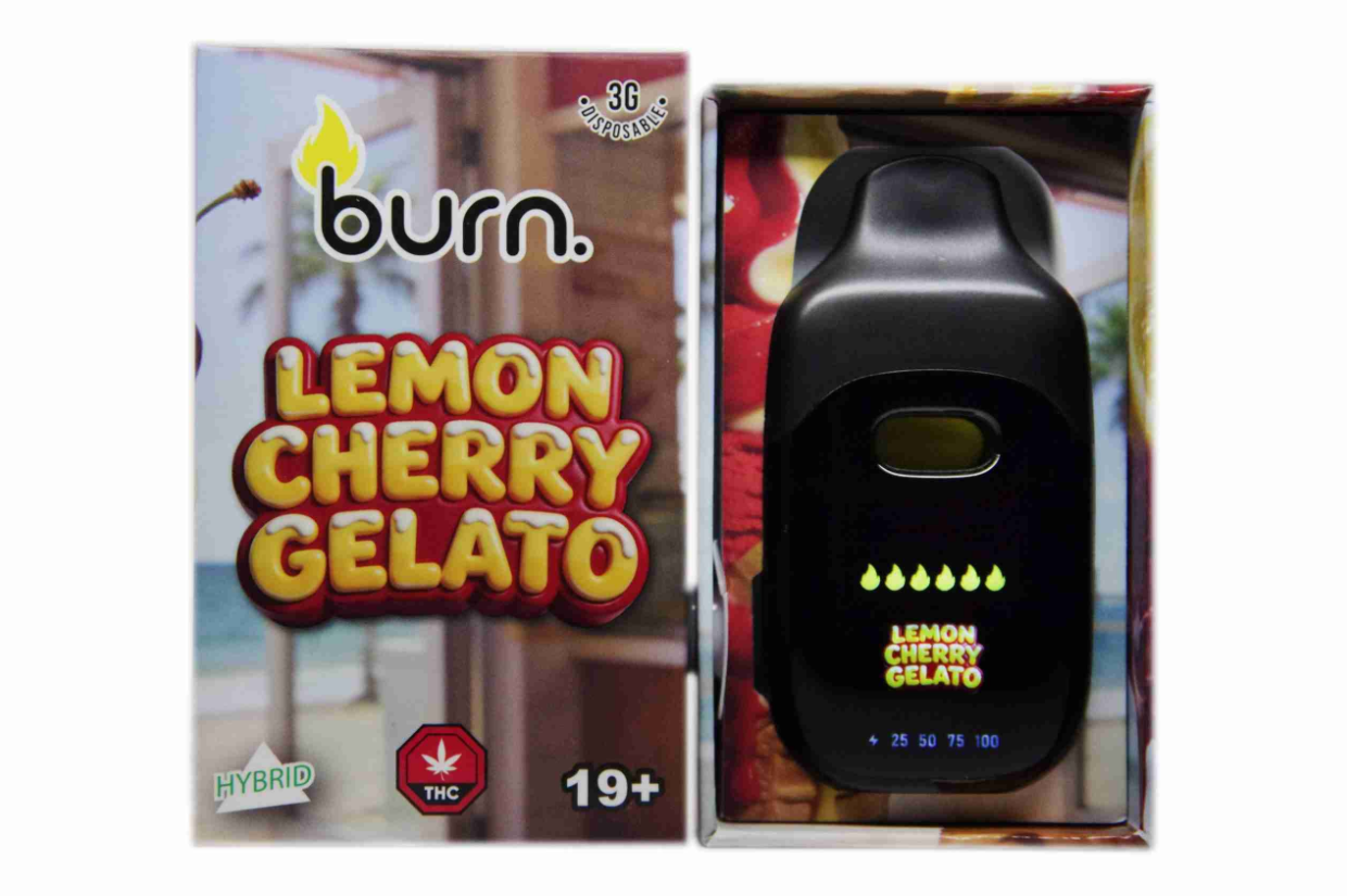 Burn LCD Disposable Vape (3g) - Lemon Cherry Gelato (Hybrid)