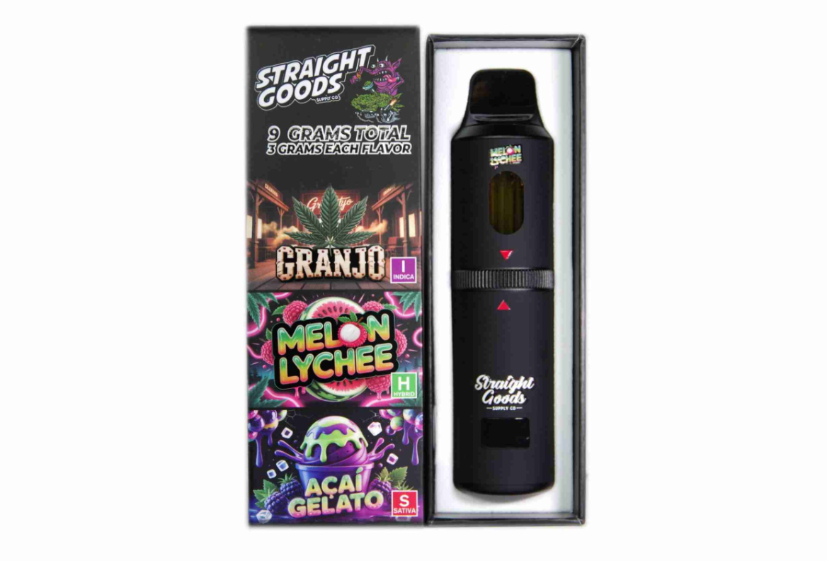 Straight Goods 9g Triple Chamber Vape - Granjo + Melon Lychee + Acai Gelato