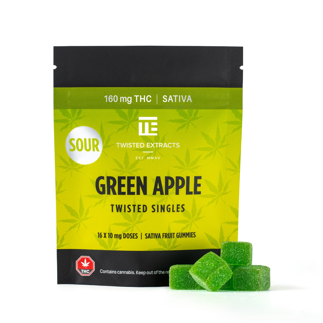Twisted Extracts - Singles 160mg - Sour Green Apple (Sativa)